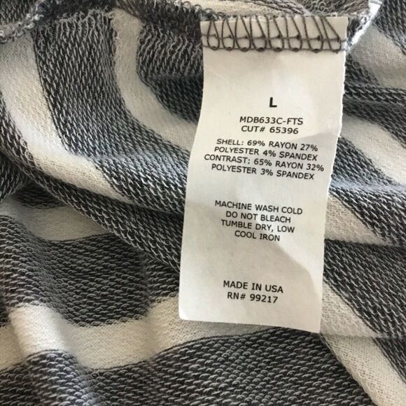 Moa Moa Women's Black/white Striped Long Sleeve Sweatshirt Size M - Picture 3 of 12
